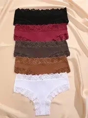 5er Set Damen Slips Hipster sexy Unterhose Spitze