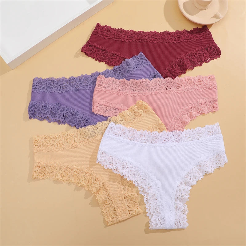 5er Set Damen Slips Hipster sexy Unterhose Spitze