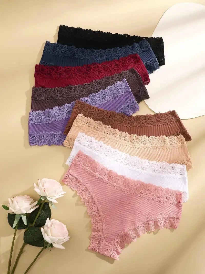 5er Set Damen Slips Hipster sexy Unterhose Spitze