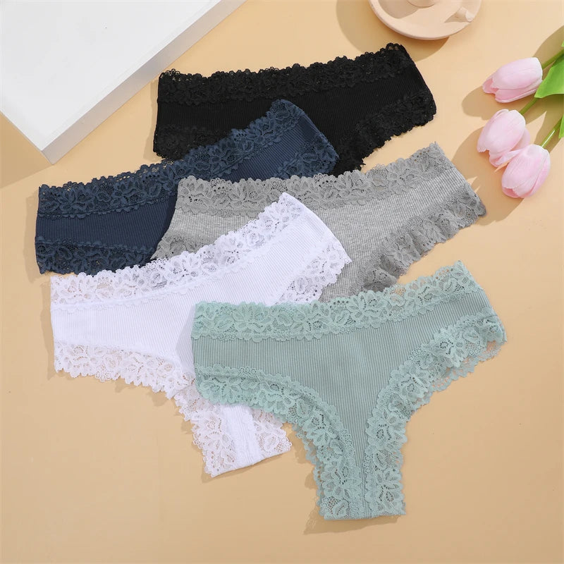 5er Set Damen Slips Hipster sexy Unterhose Spitze